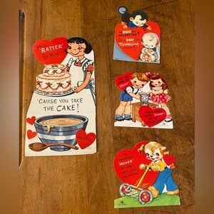 Vintage 1960's Valentines Cards Preowned Used Lot of 4